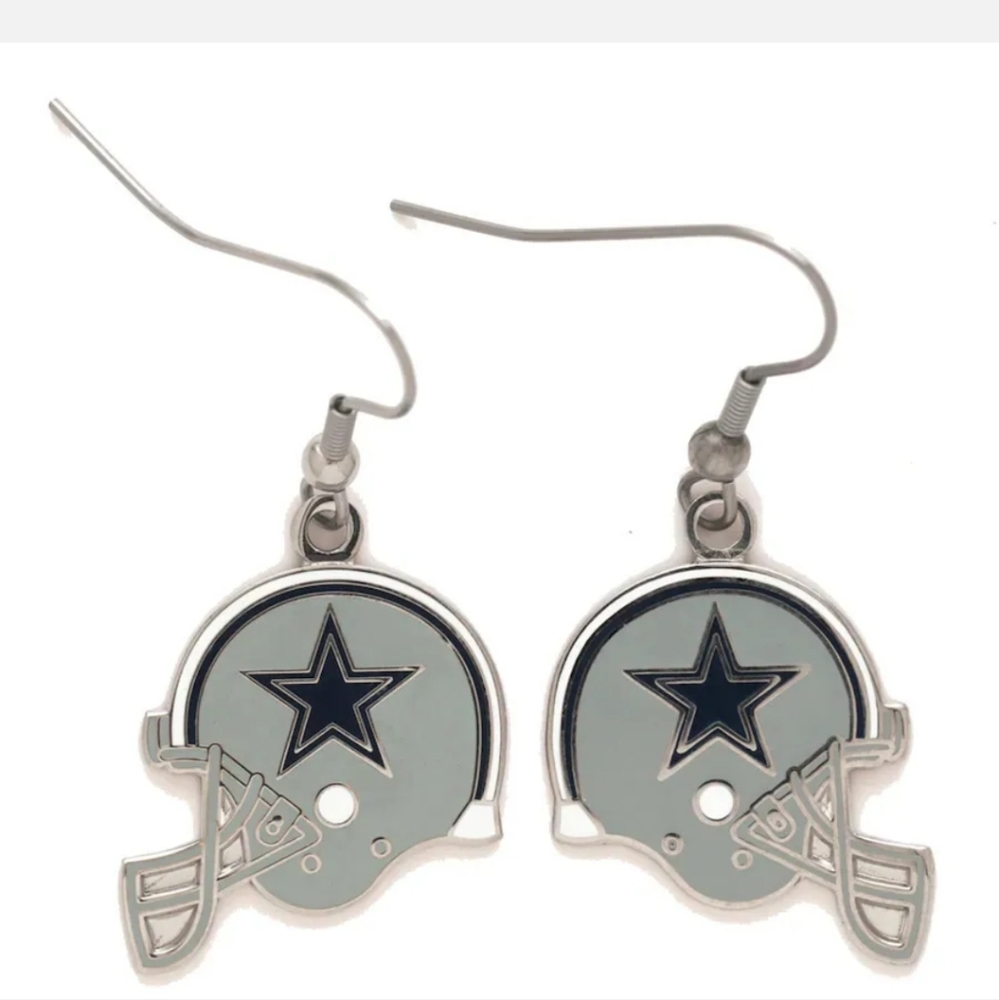Dallas Cowboys Helmet Shape Fish Hook Earrings, Gift for Her Mom NEW Offical NFL